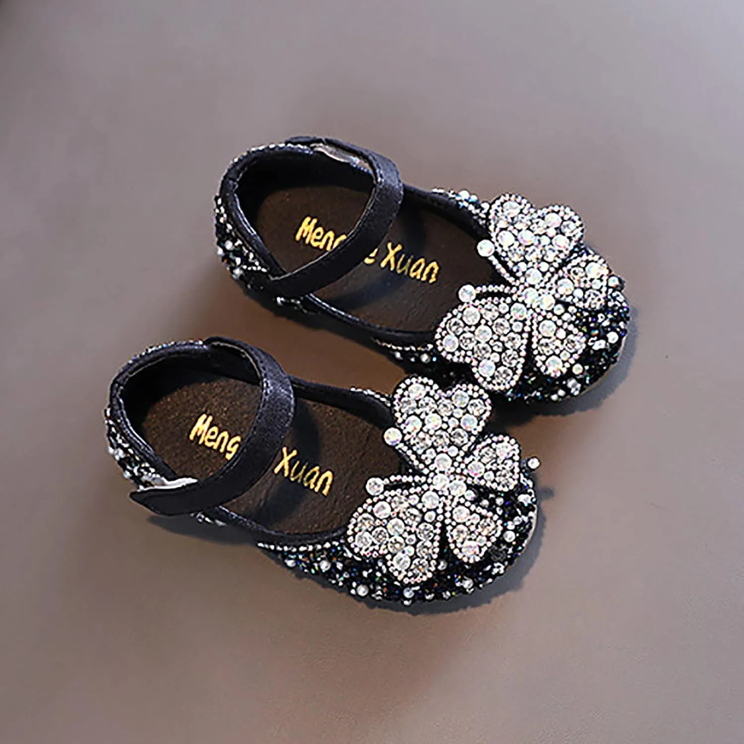 Toddler Baby Girl Butterfly Glitter Flat Dress Shoes Infant Shiny Sandals Mary Jane Dress Shoes Sandals