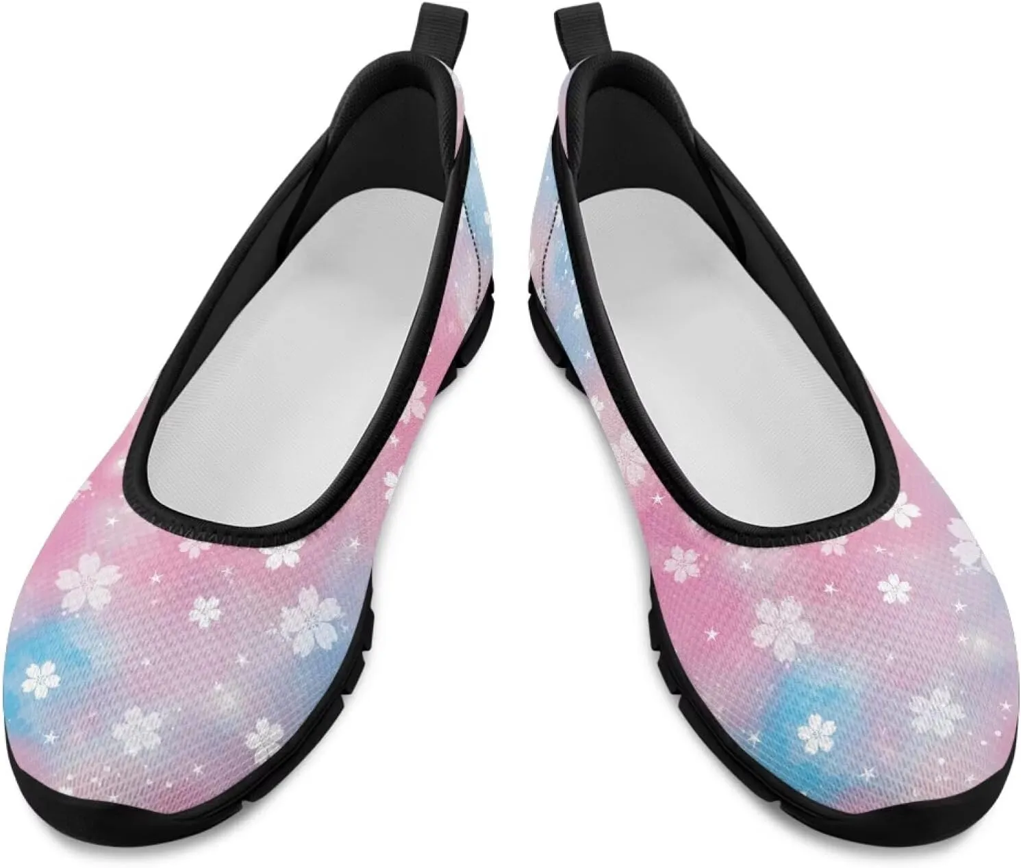 UNICEU Womens Floral Slip On Shoes Breathable Mesh Casual Loafers Lightweight Non-Slip Fashion Walking Work Sneakers