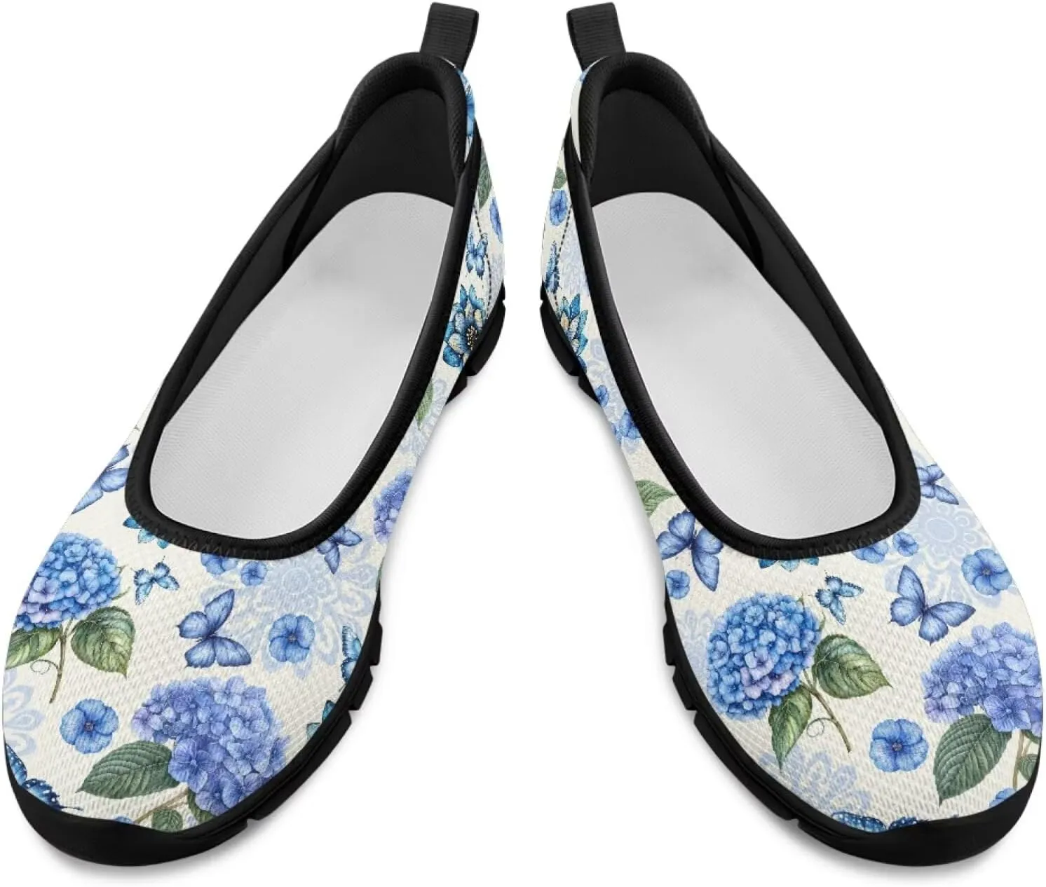 UNICEU Womens Floral Slip On Shoes Breathable Mesh Casual Loafers Lightweight Non-Slip Fashion Walking Work Sneakers