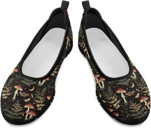 UNICEU Womens Mushroom Print Flats Shoes Casual Slip On Low Top Loafers Breathable Non-Slip Running Work Sneakers