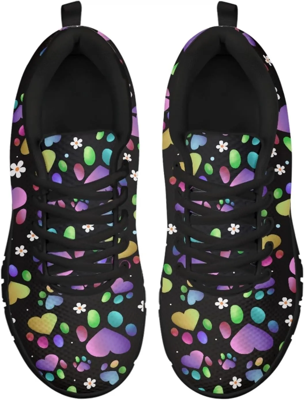 Wanyint Lightweight Sneakers for Running Walking Lace Up Black Sole Shoes