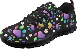 Wanyint Lightweight Sneakers for Running Walking Lace Up Black Sole Shoes