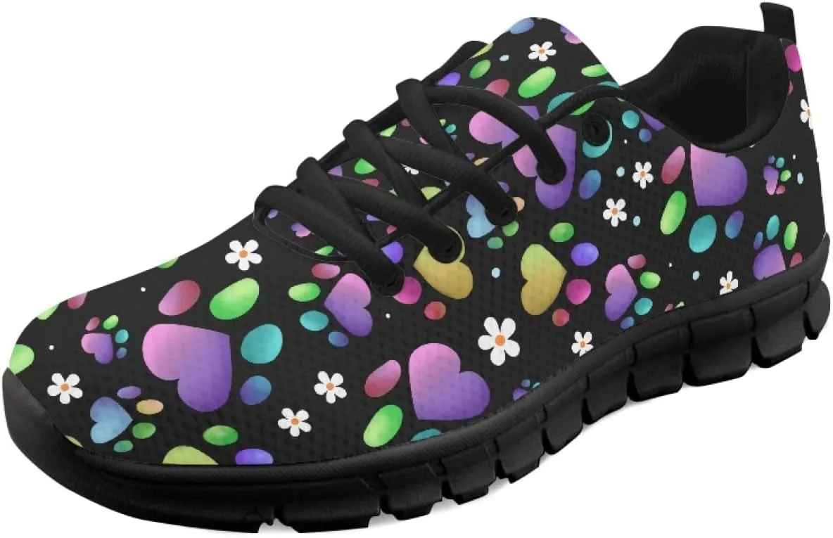 Wanyint Lightweight Sneakers for Running Walking Lace Up Black Sole Shoes