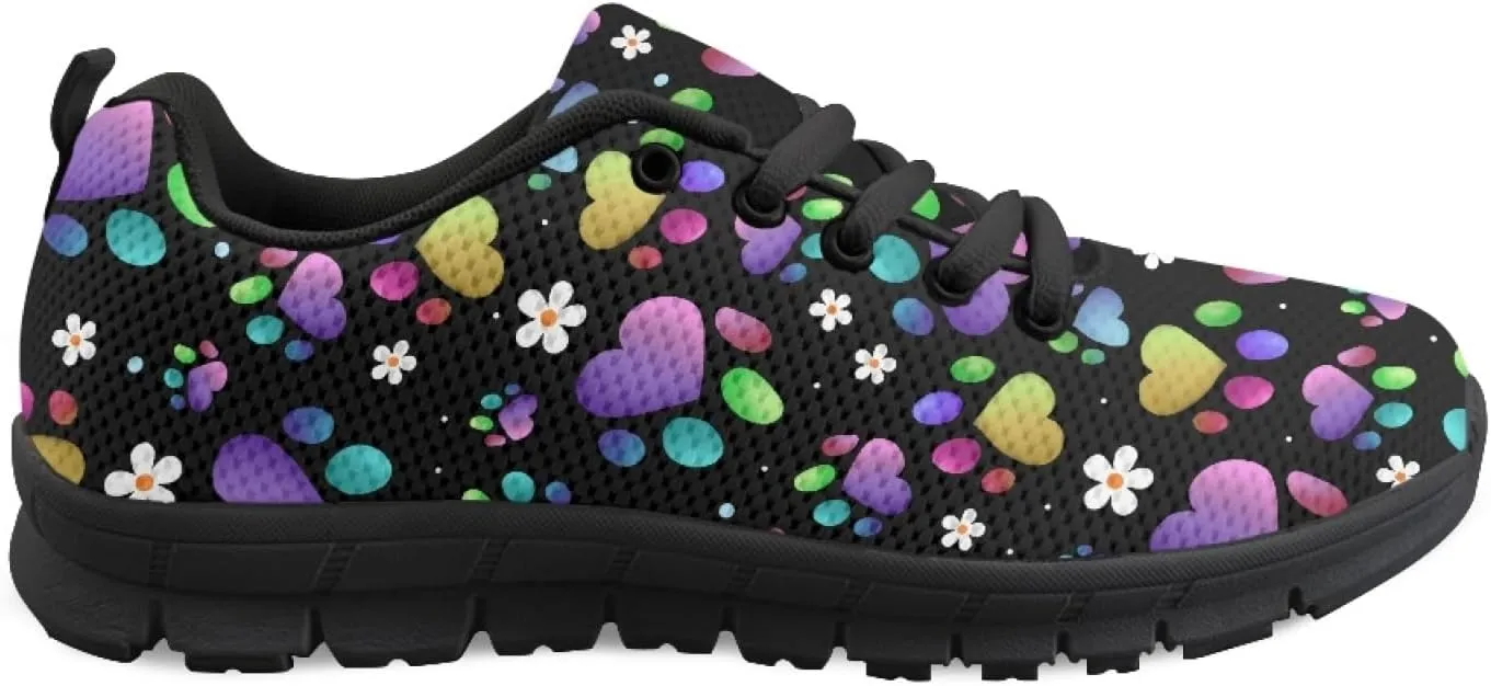 Wanyint Lightweight Sneakers for Running Walking Lace Up Black Sole Shoes