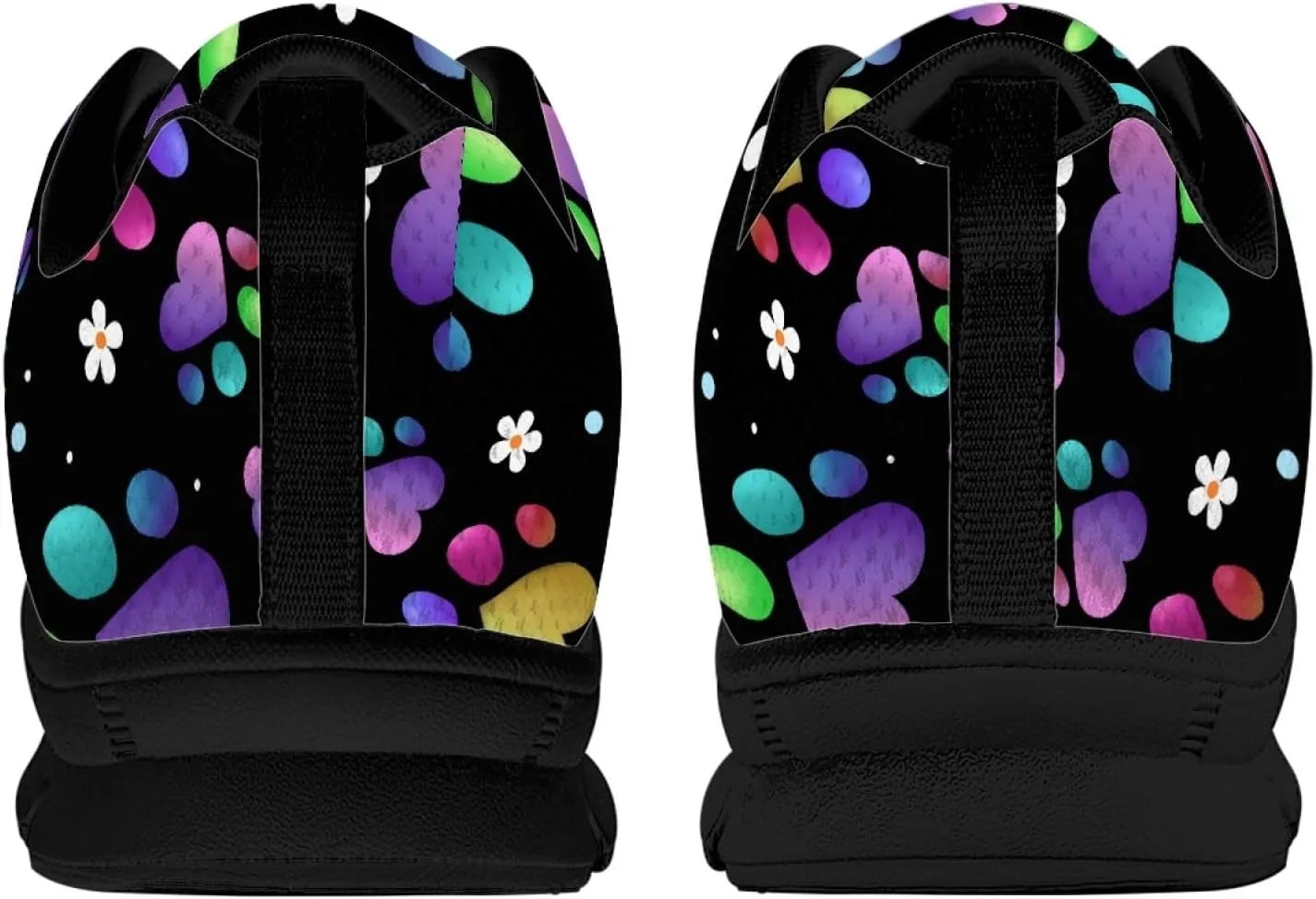 Wanyint Lightweight Sneakers for Running Walking Lace Up Black Sole Shoes