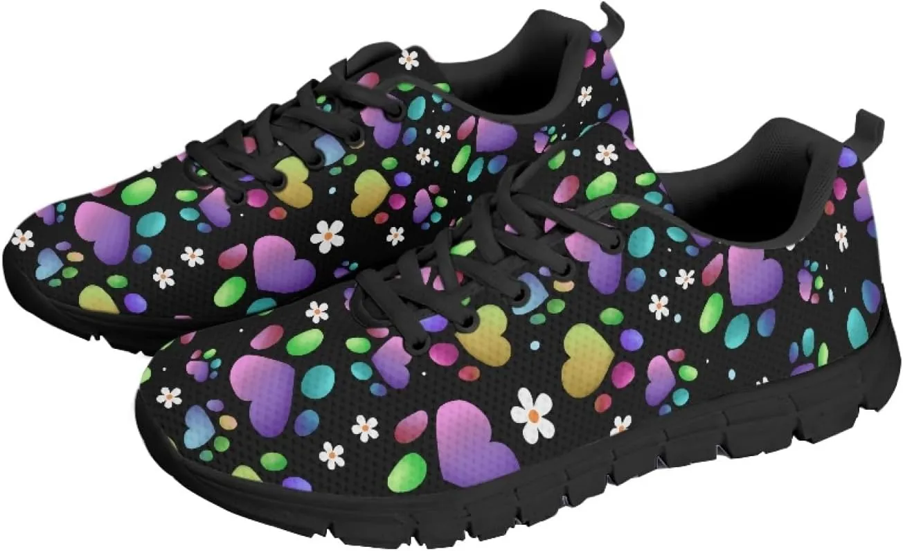 Wanyint Lightweight Sneakers for Running Walking Lace Up Black Sole Shoes