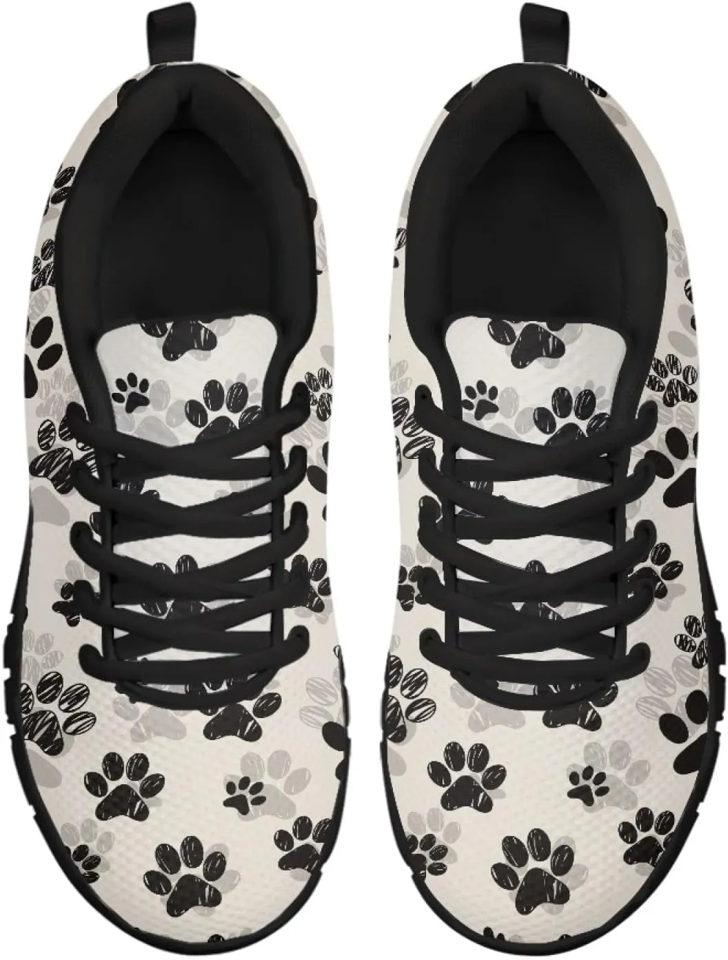 Wanyint Lightweight Sneakers for Running Walking Lace Up Black Sole Shoes