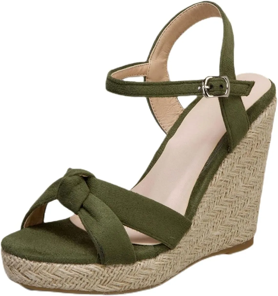 Wedge Sandals for Women Summer, Open Toe Espadrilles Wedges Ankle Strap High Heels, Dressy Comfortable Braided Platform Shoes