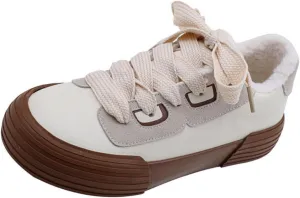 White Sneakers for Women - Lace Up Women's Fashion Sneaker Memory Foam Insole Womens Shoes Non Slip Footwear Lightweight Platform Shoe