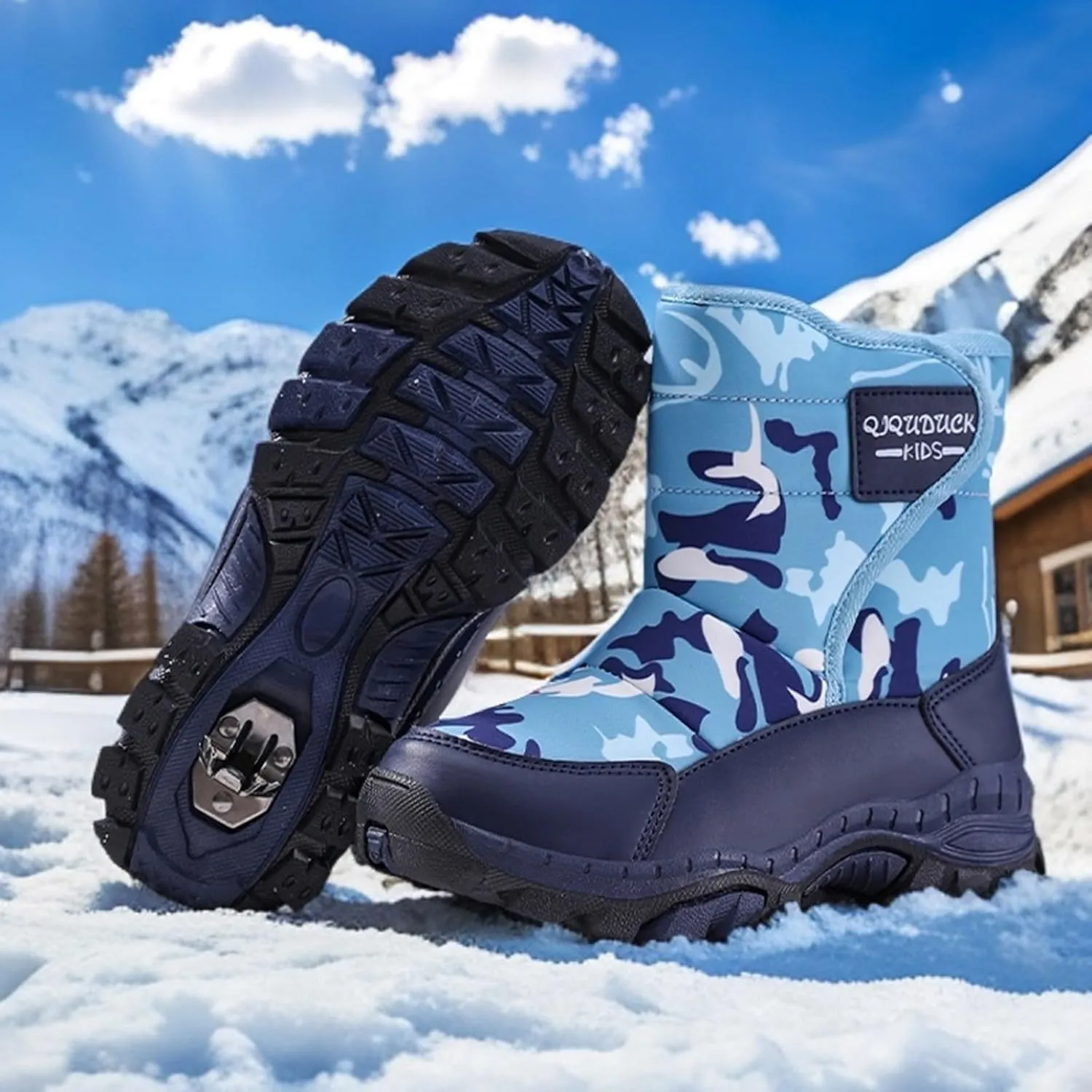 Winter Boots for Boy Girl Faux Fur Booties Mid Calf Kids Snow Shoes Warm Rain Boots for Infant Toddler Walking Shoe