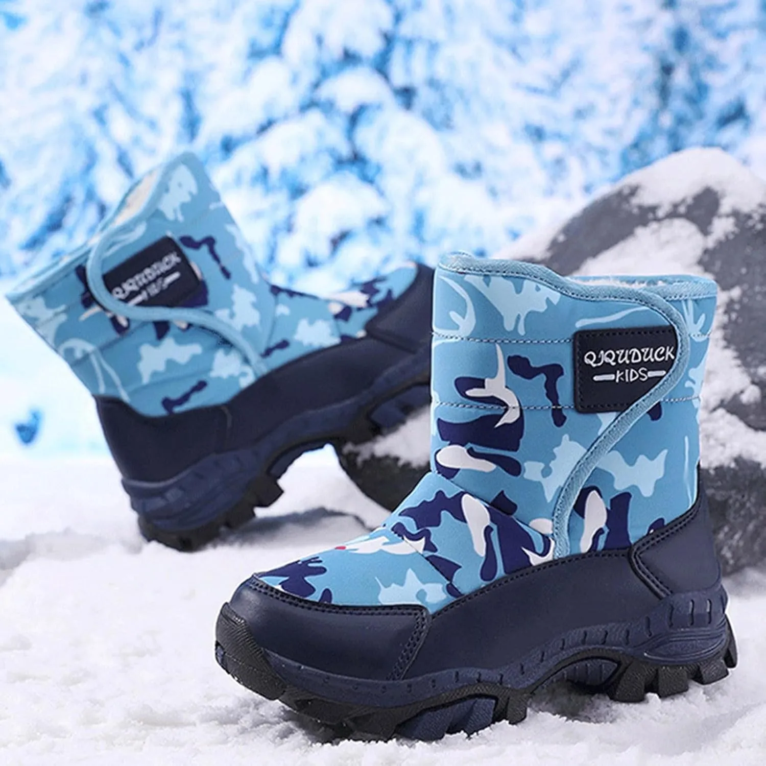 Winter Boots for Boy Girl Faux Fur Booties Mid Calf Kids Snow Shoes Warm Rain Boots for Infant Toddler Walking Shoe