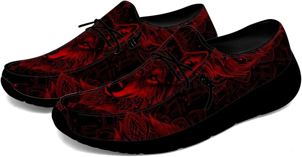 Wolf Shoes for Men Women Slip-on Loafers Mandala Print Shoes Gifts for Women Men