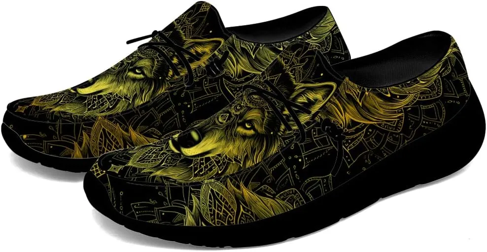 Wolf Shoes for Men Women Slip-on Loafers Mandala Print Shoes Gifts for Women Men