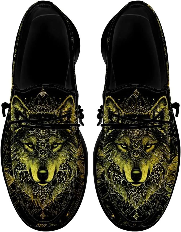 Wolf Shoes for Men Women Slip-on Loafers Mandala Print Shoes Gifts for Women Men