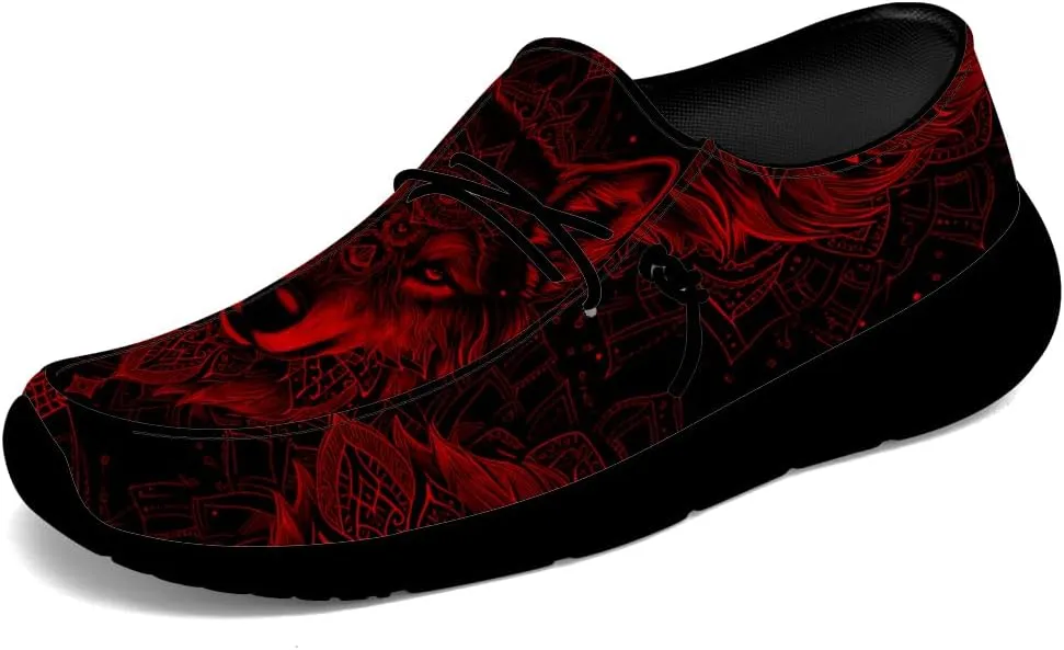 Wolf Shoes for Men Women Slip-on Loafers Mandala Print Shoes Gifts for Women Men