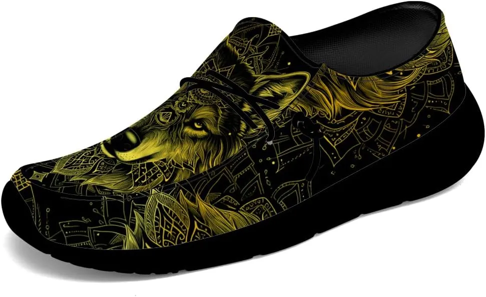 Wolf Shoes for Men Women Slip-on Loafers Mandala Print Shoes Gifts for Women Men