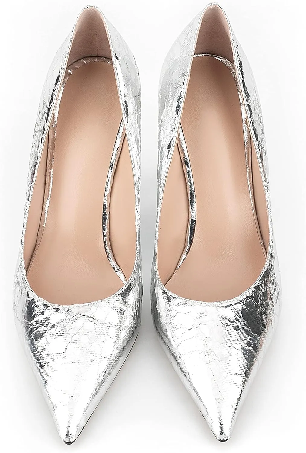 Women Shiny Patent Vegan Leather Wedge Shoes Pointed Slide Dress High Heel Shoes for Party