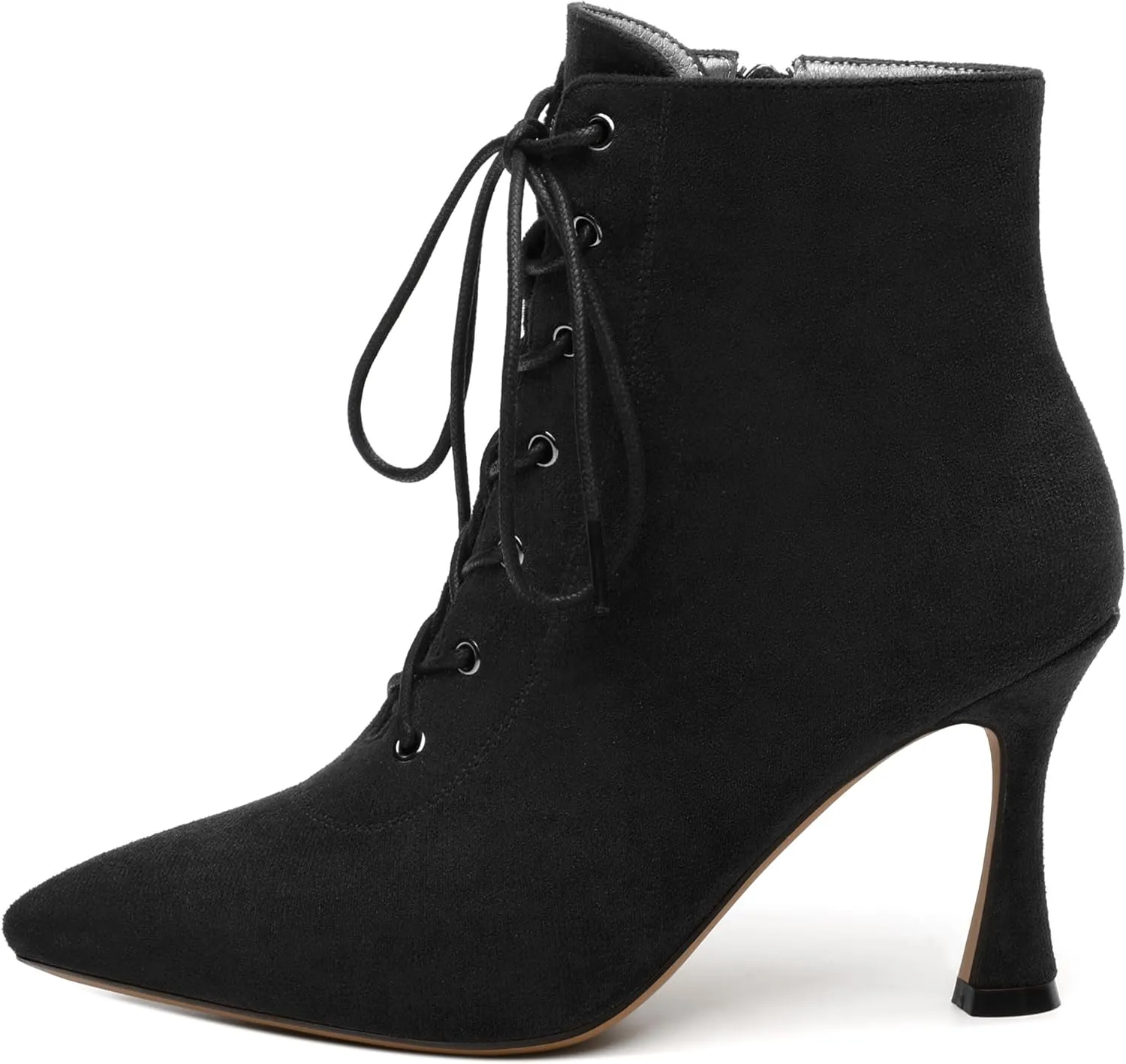Womens Boots, Lace Up Pointed Toe Ankle High Boots, High Heel Side Zippers Ankle Bootie, Fashion Ankle Boot for Party Working Daily