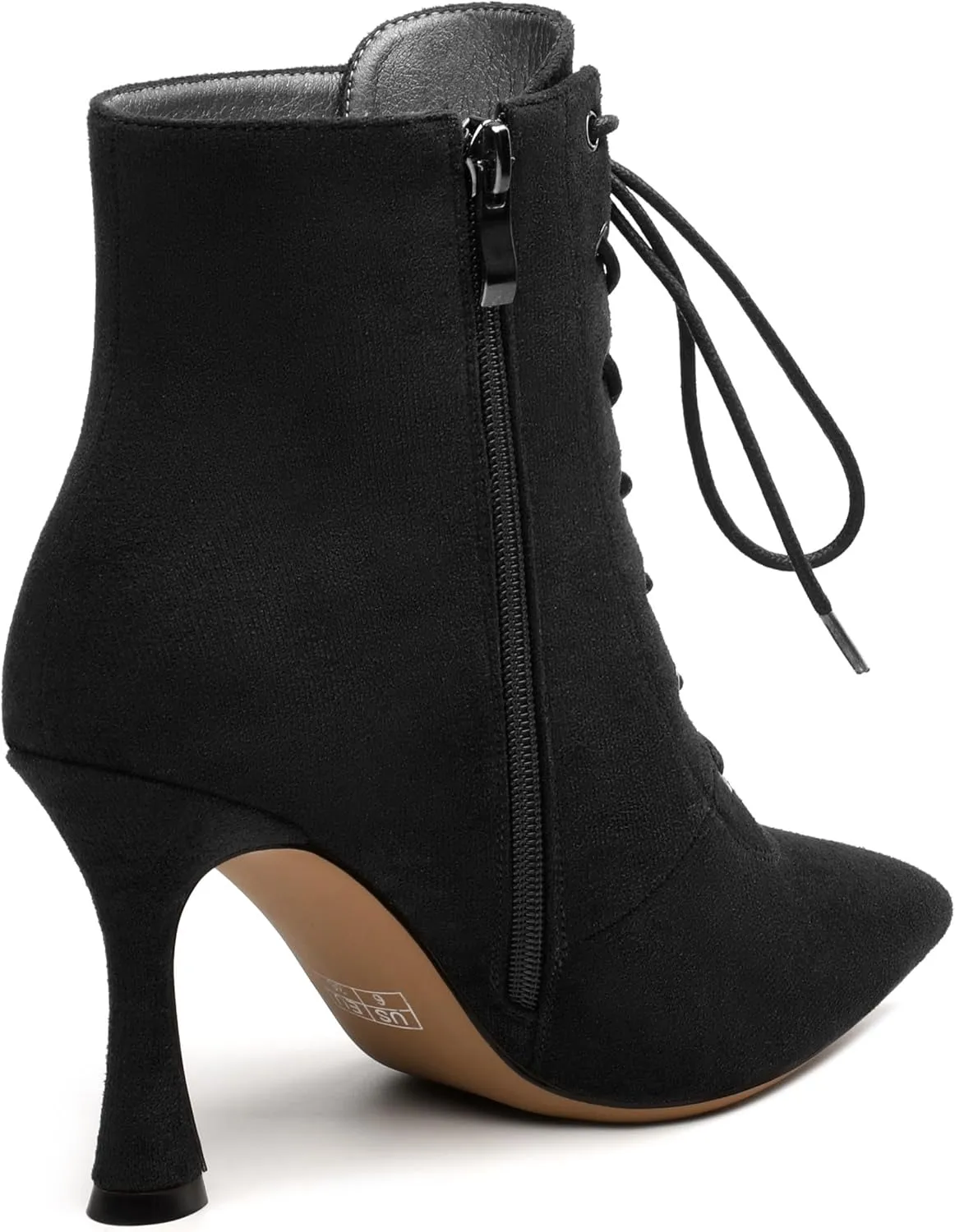 Womens Boots, Lace Up Pointed Toe Ankle High Boots, High Heel Side Zippers Ankle Bootie, Fashion Ankle Boot for Party Working Daily