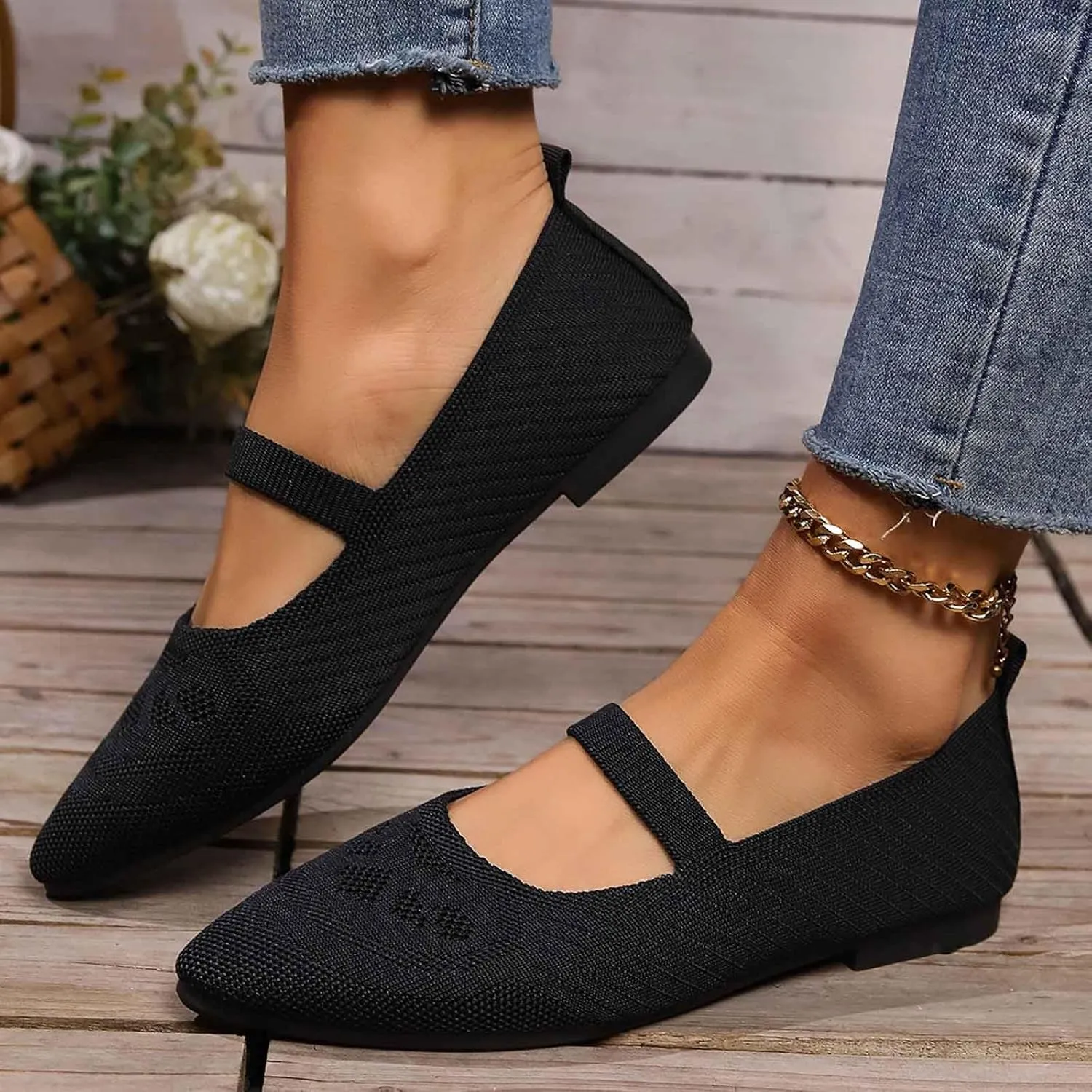 Women's Casual Slip On Loafers Breathable Comfortable Flat Shoes for Daily Wear Lightweight Walking with Jeans