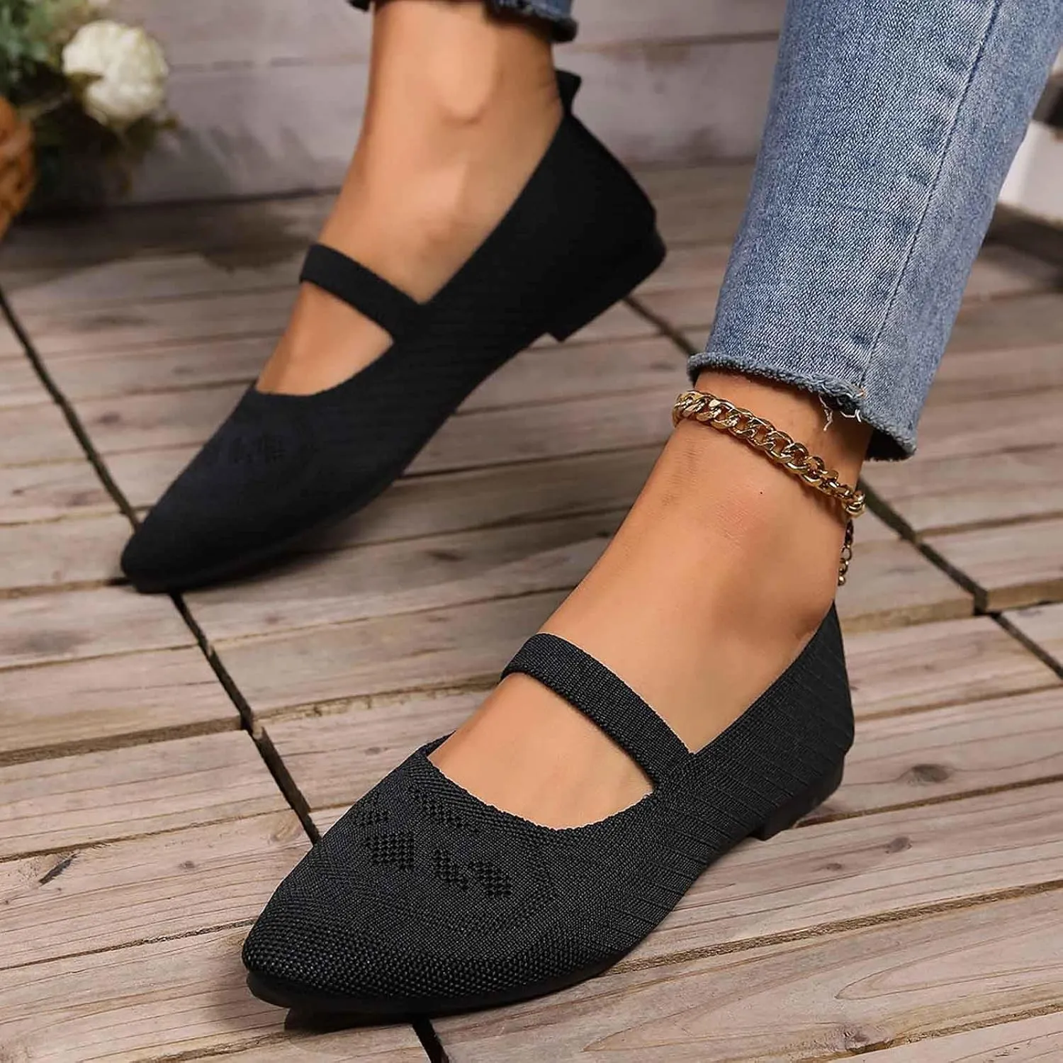 Women's Casual Slip On Loafers Breathable Comfortable Flat Shoes for Daily Wear Lightweight Walking with Jeans