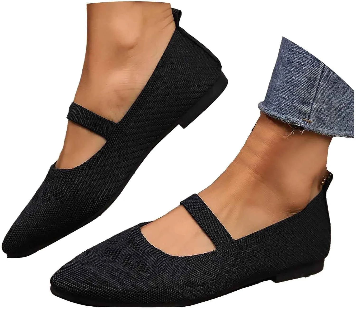 Women's Casual Slip On Loafers Breathable Comfortable Flat Shoes for Daily Wear Lightweight Walking with Jeans