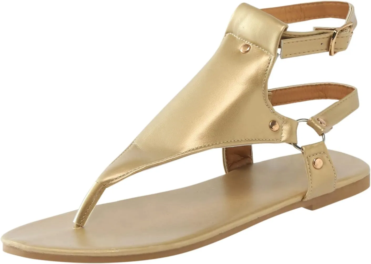 Womens Dressy Flat Sandals Summer Slides Leather Slip On Comfortable Open Toe Beach Vacation Memory Foam Adjustable Strap