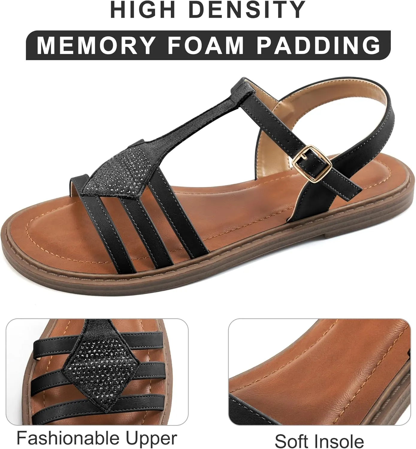 Womens Flat Sandals Dressy: Comfortable Casual Walking Sandals Women - Trendy Wedding Ladies Sandal