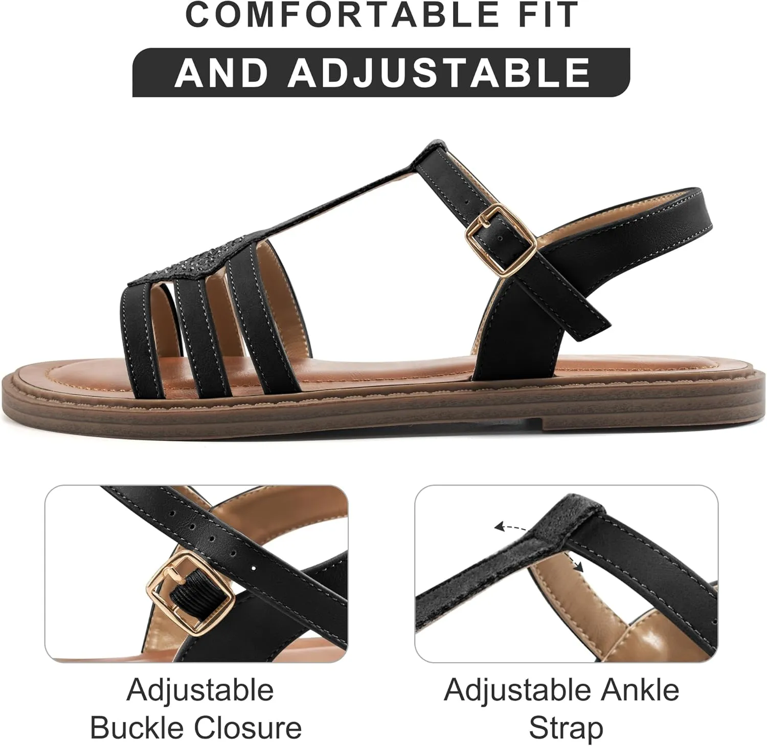Womens Flat Sandals Dressy: Comfortable Casual Walking Sandals Women - Trendy Wedding Ladies Sandal