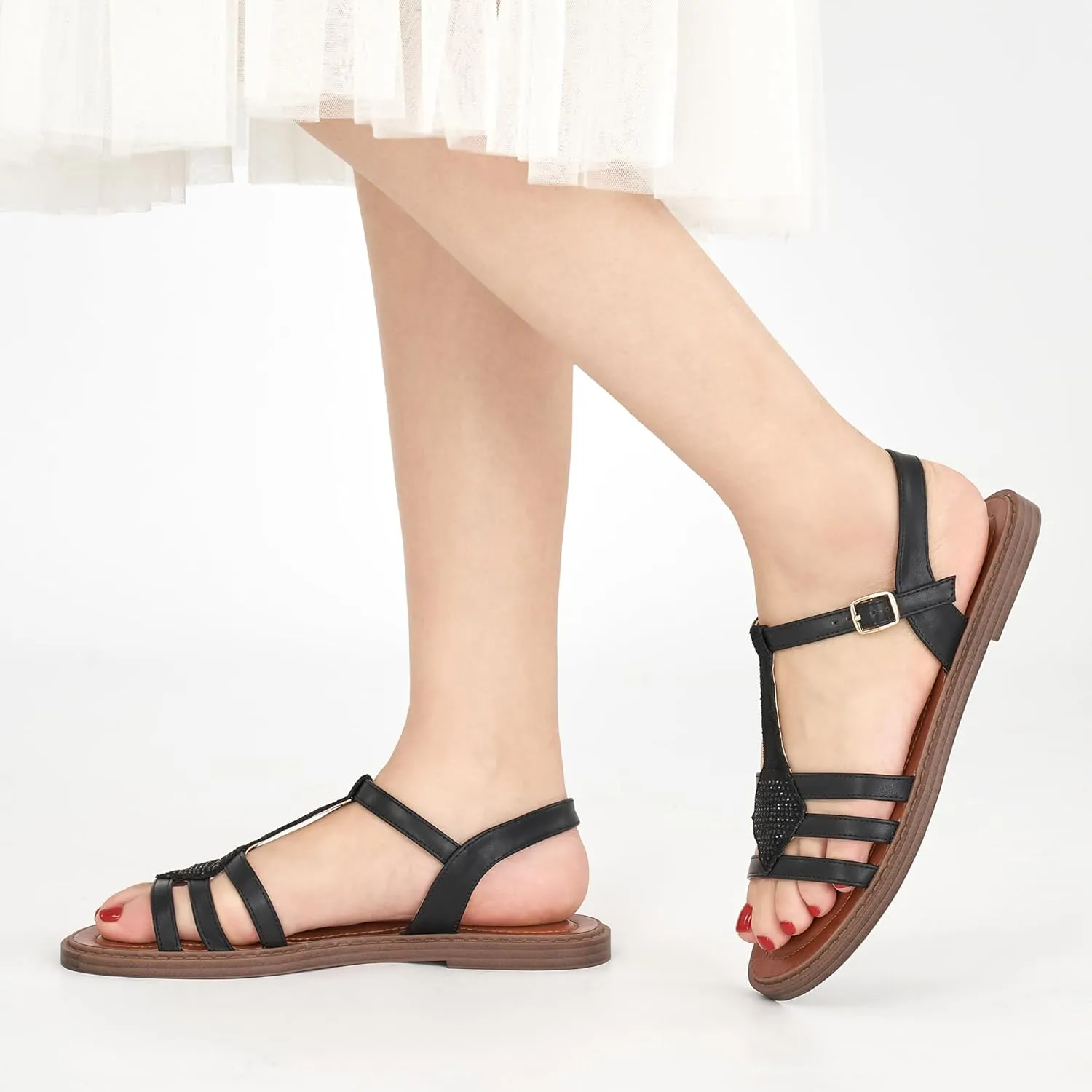 Womens Flat Sandals Dressy: Comfortable Casual Walking Sandals Women - Trendy Wedding Ladies Sandal