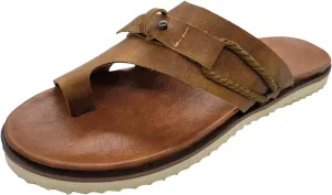 Womens Flat Sandals Summer Slides Dressy Comfortable Slip On Open Toe Beach Leather Memory Foam Adjustable Strap Support