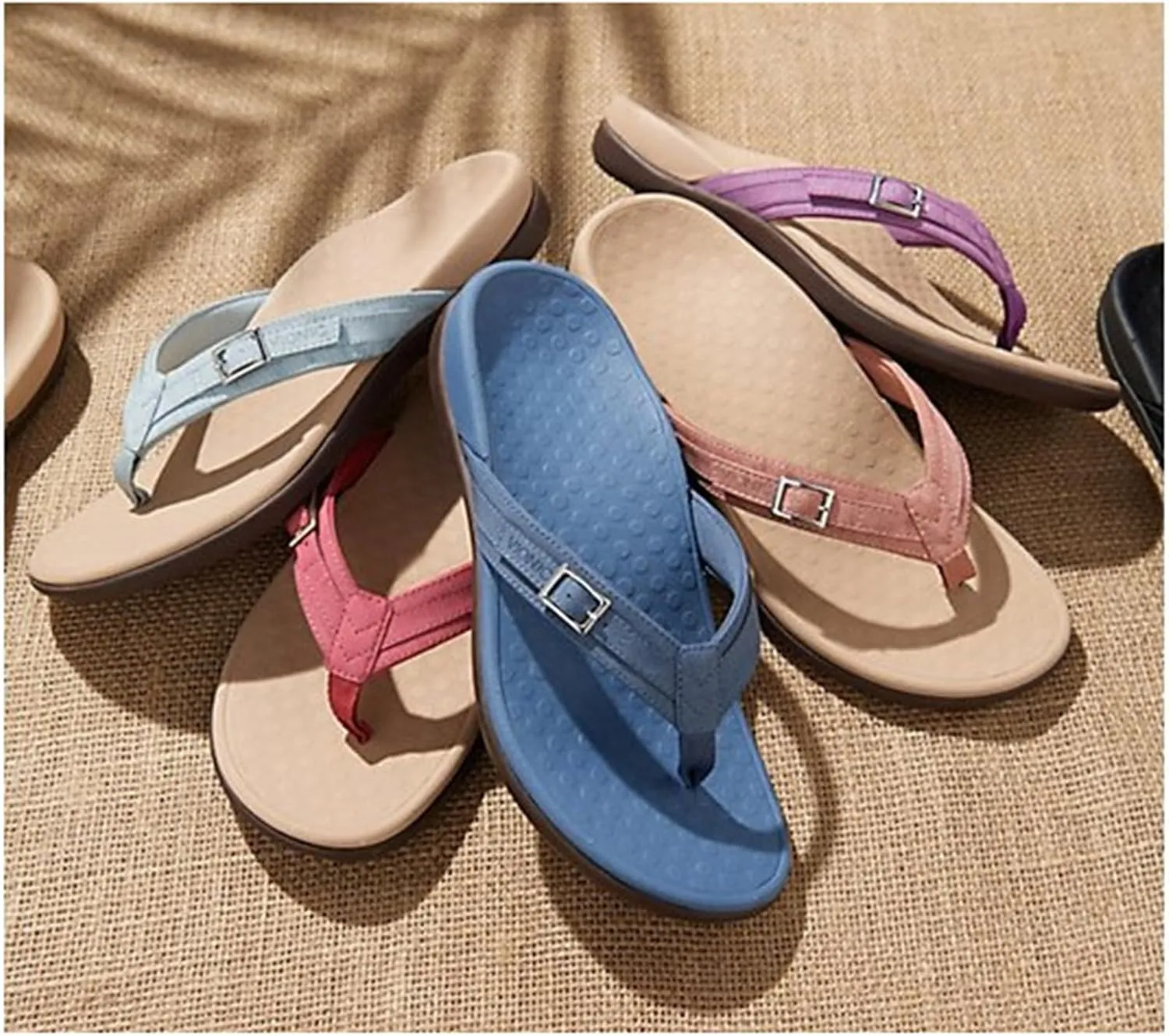Womens Flip Flops with Arch Support Comfortable Slip On Lightweight Summer Beach Walking Thong Soft Cushion Sandals Shoes