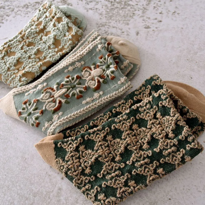 Womens Floral Cotton Socks