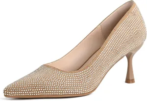 Women's Glitter Rhinestones Stiletto Pumps Sexy Pointed Toe Slip On High Heel Sparkly Prom Dress Shoes for Wedding Party Evening Bride Heels