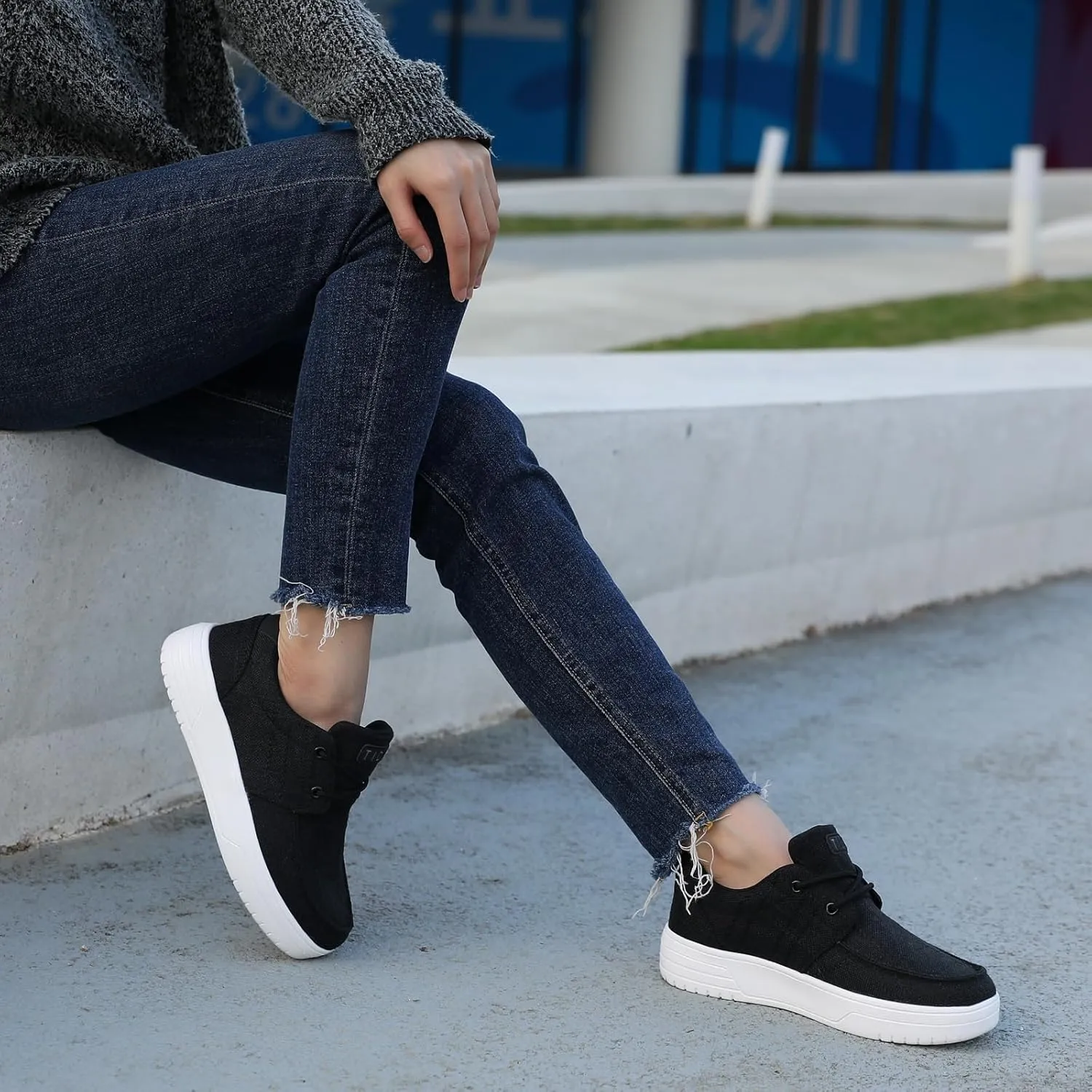 Women's Loafers Arch Support Boat Shoes Slip On Canvas Sneakers Comfortable Walking Flats with Orthotic Insoles for Foot Pain Relief