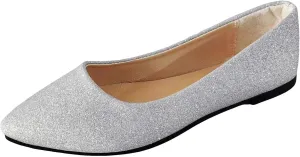 Women's Pointed Toe  Sparkly Low Top Single Shoes Slip-On Ballet  Elegant Banquet Shoes for Business Casual