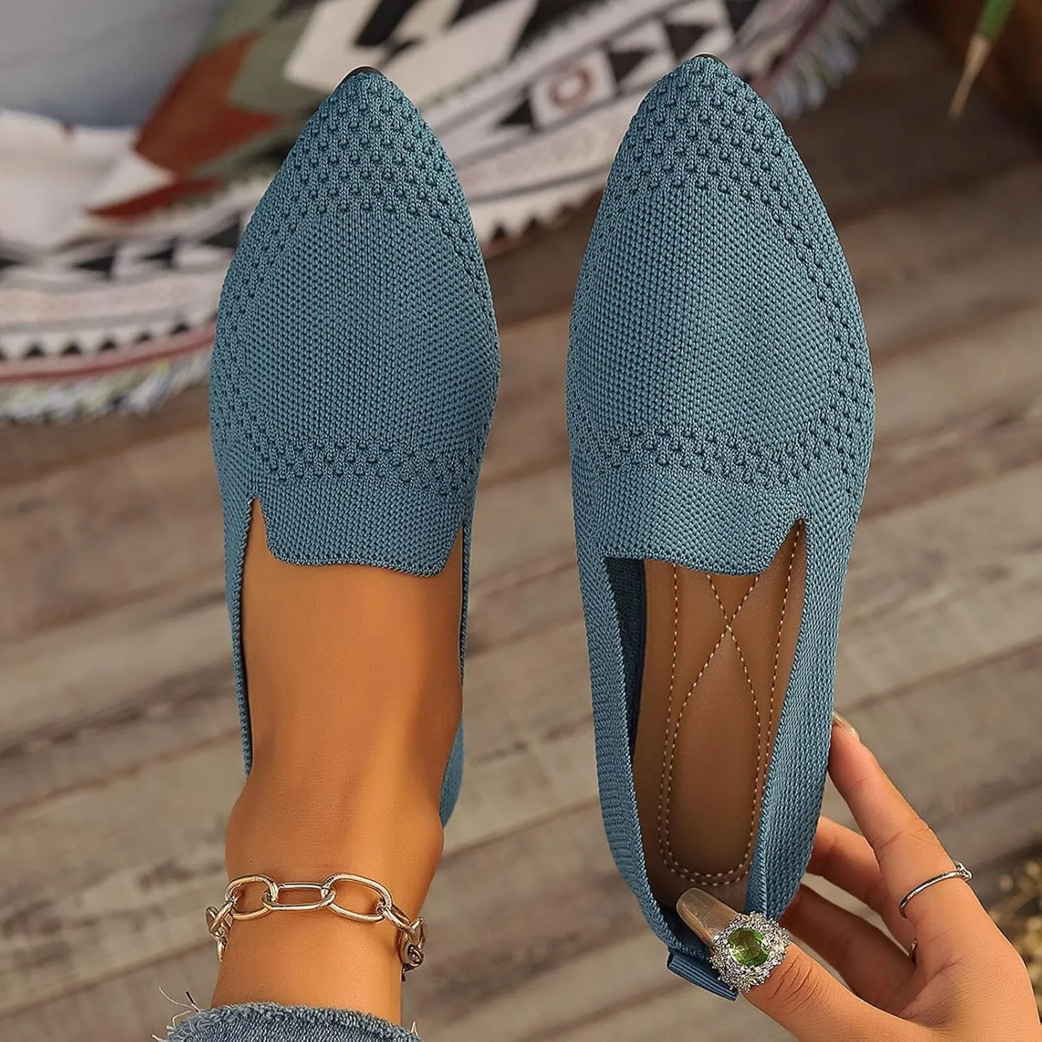 Women's Slip On Ballet  Low Top Pointed Toe Loafers Breathable Solid Shoes Comfortable Sol and Sol Shoes Men