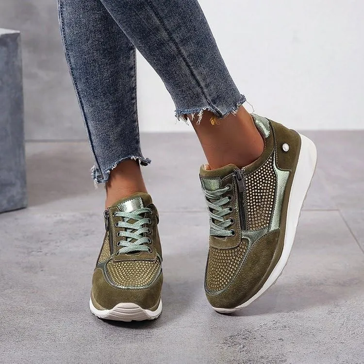 Women's Wedge Platform Sneakers Fashion Ladies Lace Up Hidden High Heel Lightweight Walking Shoes Comfort Non Slip Athletic Running Sports Shoes for Outdoor Climbing Hiking
