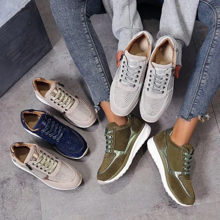 Women's Wedge Platform Sneakers Fashion Ladies Lace Up Hidden High Heel Lightweight Walking Shoes Comfort Non Slip Athletic Running Sports Shoes for Outdoor Climbing Hiking