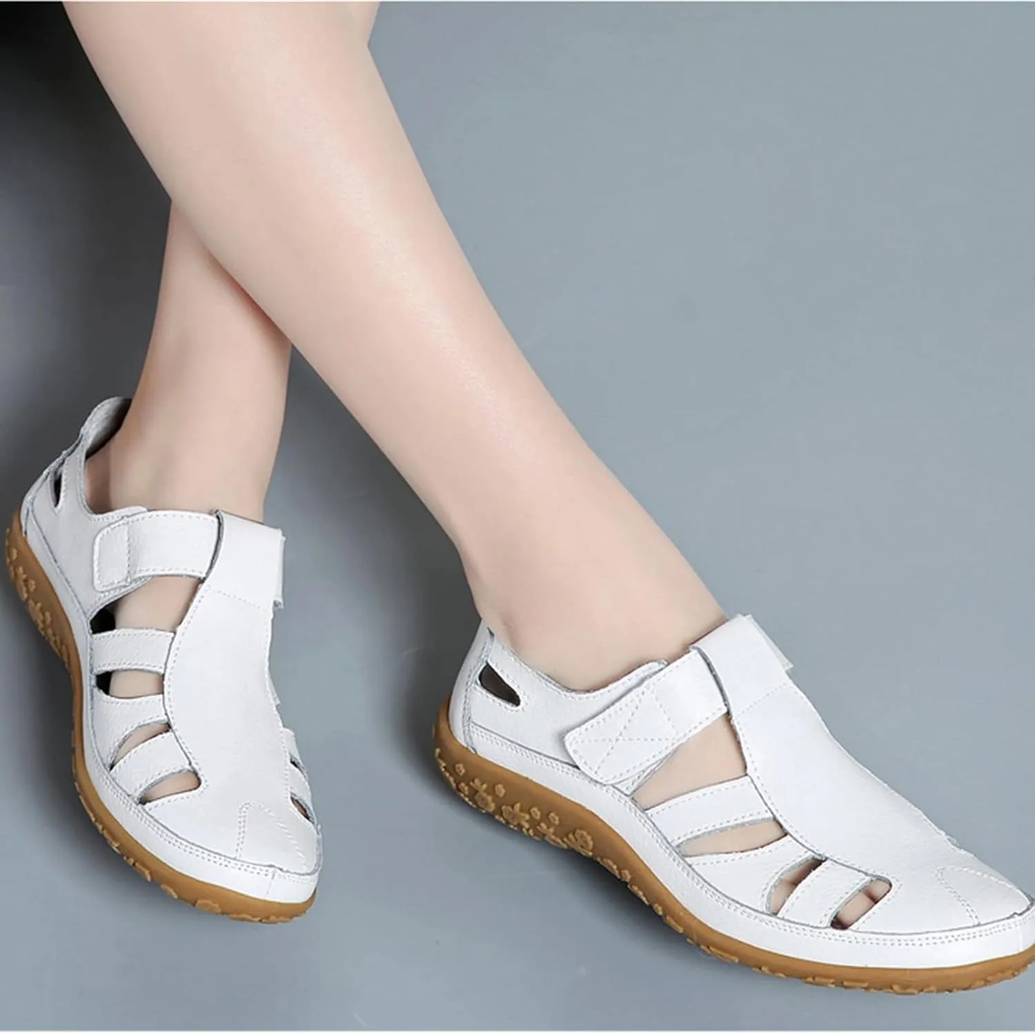 Women's Wedge Sandals Summer Dressy Closed Toe Hollow Out Bohemia Gladiator Shoes Comfortable Softsole Flat Beach Fisherman Sandals