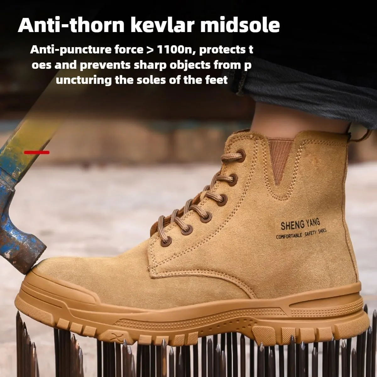 Work Boots Mens Construction shoes Winter Hard Toe Steel Toe Construction Site Footwear for Anti-slip Pierce Proof Insulated Warm Thermal Waterproof Protective